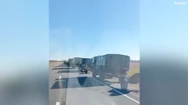 Belarusian military vehicles sighted in Kobryn near Ukraine border