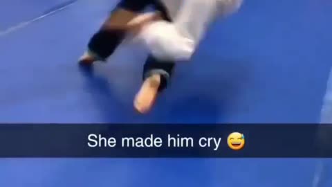 she made him cry.