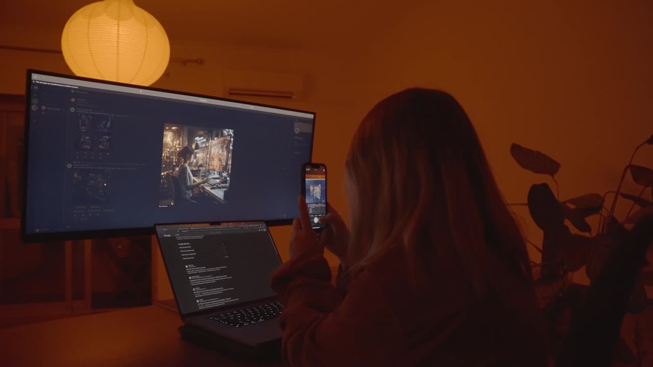 coverr-a-girl-takes-photos-with-a-smartphone-of-her-monitor-8675-1080p