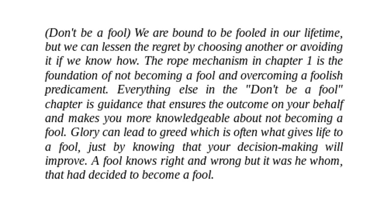 Don't be a fool