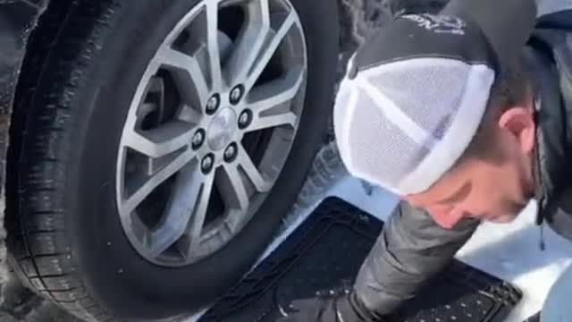 Modification of automobile tires to make them run on ice
