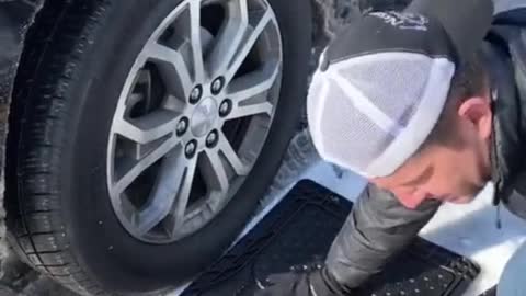 Modification of automobile tires to make them run on ice