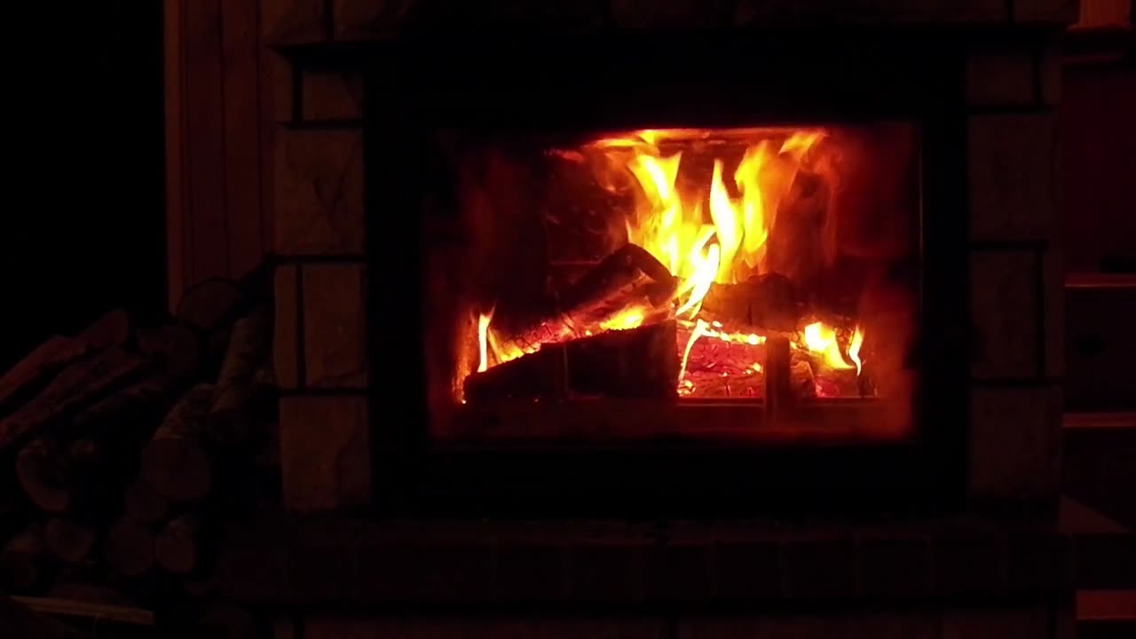 A good song with a beautiful fireplace