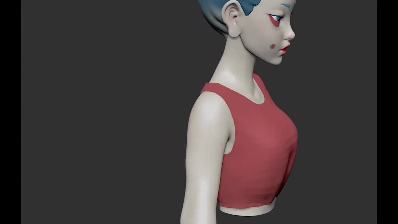 Ghost punk SKEENgirlzbrush sculpting process quick overview 4