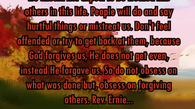 Daily Message from Rev. Ernie, October 29 2022