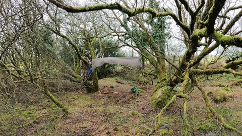 Taking down the Tarp. Dartmoor 26th March 2023