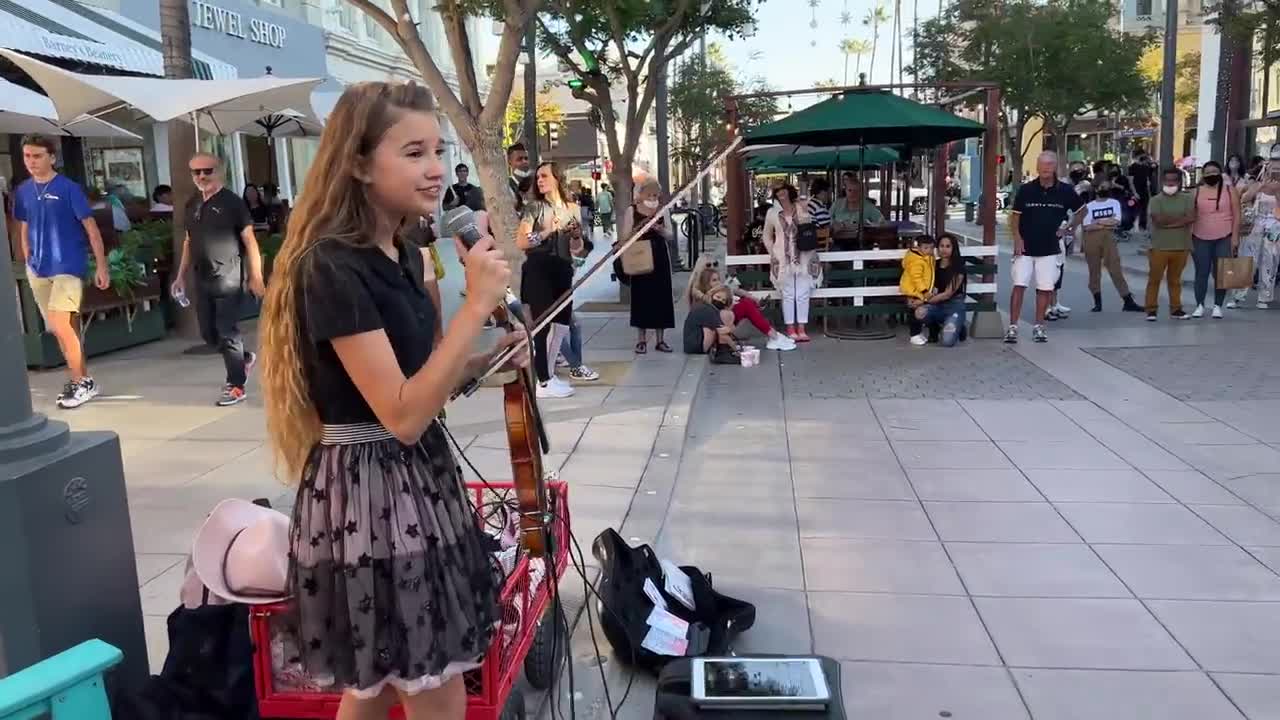1-year-old baby JOINS "Dance Monkey" | STREET PERFORMANCE - Karolina Protsenko & Daniele Vitale SAX