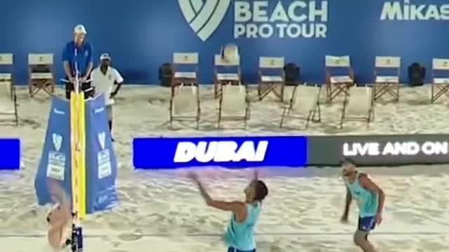 Over the ball blocks 😳 #volleyballworld #save #beachvolleyball #volleyball