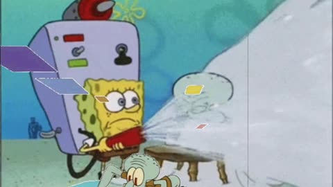 Squidward Is Playing With Tiles While SpongeBob Blows Sand At Squidward’s Face