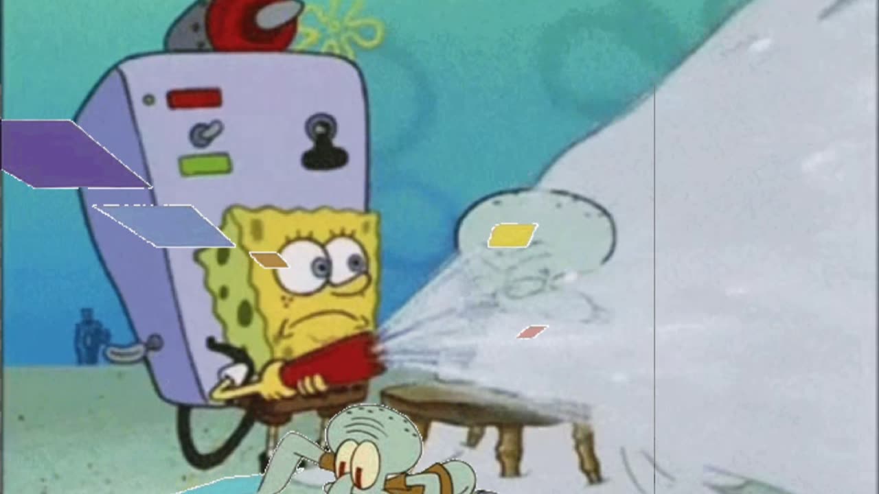 Squidward Is Playing With Tiles While SpongeBob Blows Sand At Squidward’s Face