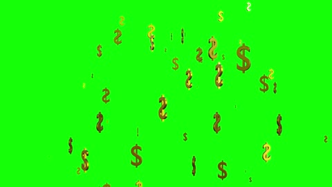 Money ciphers falling on green background