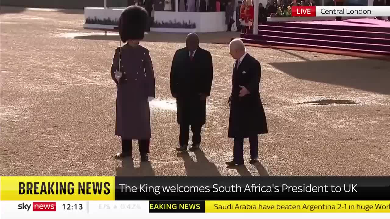 King Charles welcomes South Africa's president to the UK