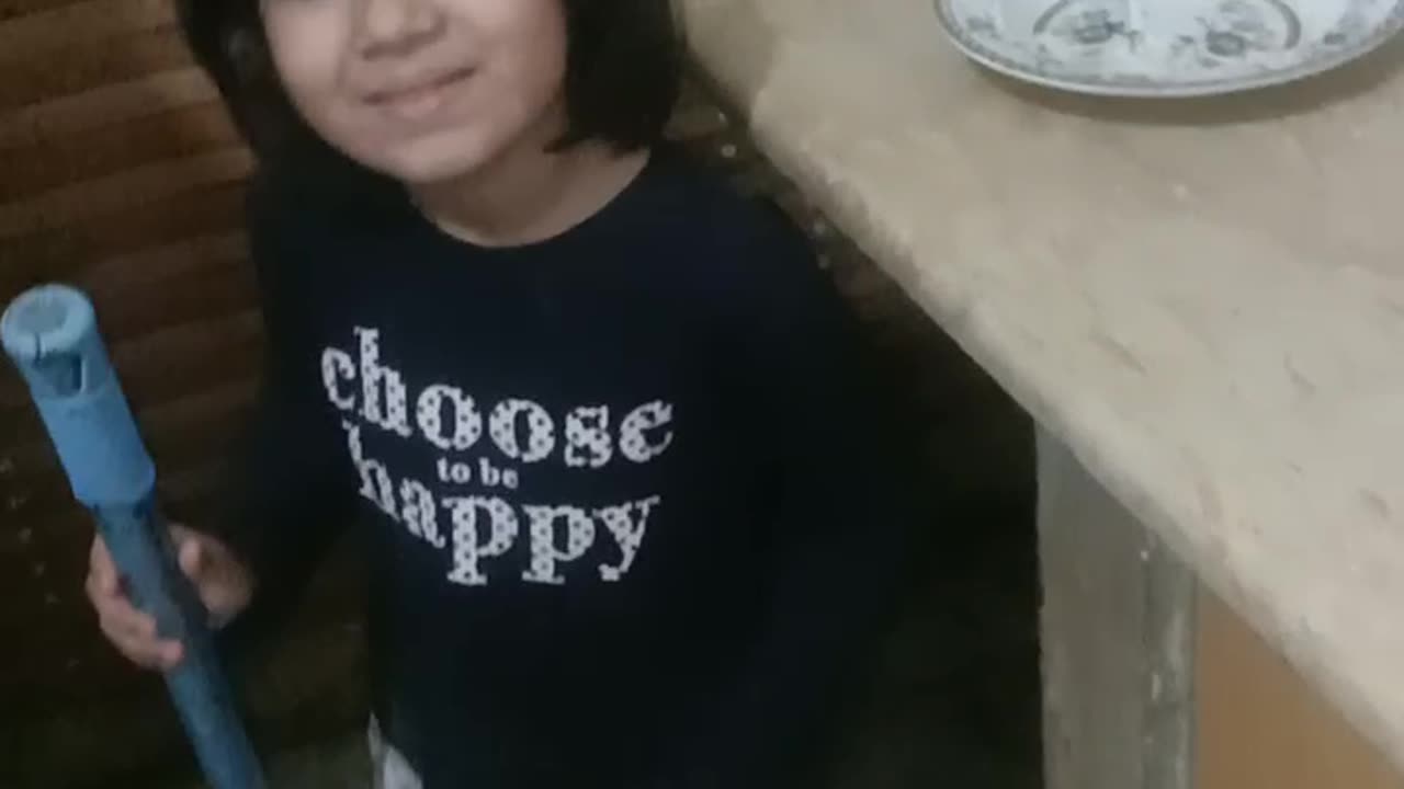 Little cute girl sing a song