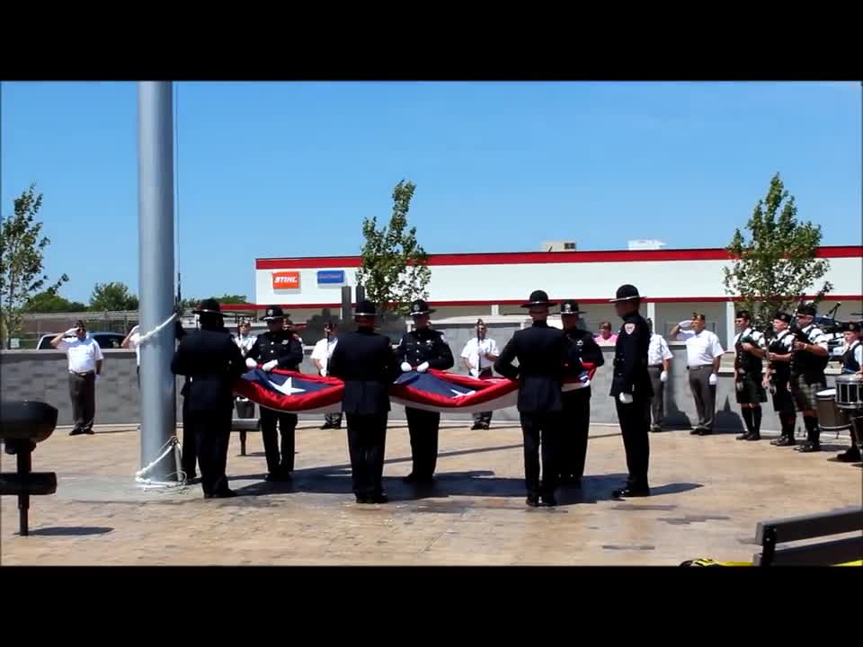 The Raising of the Flag ~ Morris' 9/11 Memorial Park ~ 6-14-12