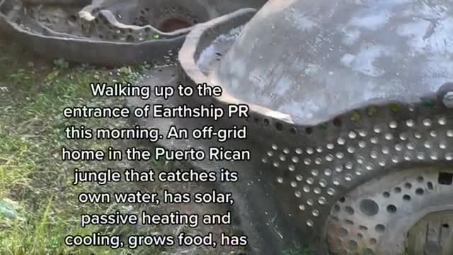 Walking up the to entrance of Earthship PR