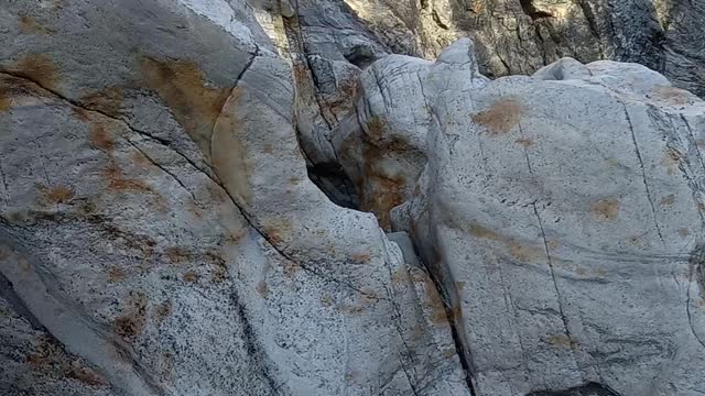 Washed out river banks.