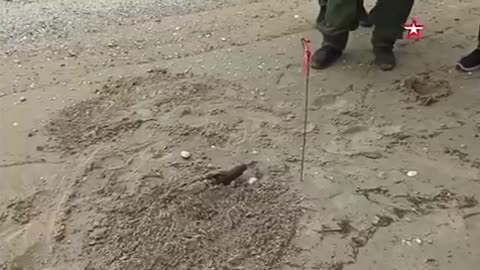 Clearing landmines from the beach in Mariupol.