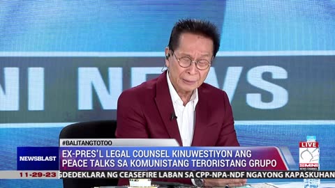 Ex-pres'l legal counsel kinuwestiyon ang peace talks sa komunistang teroristang grupo