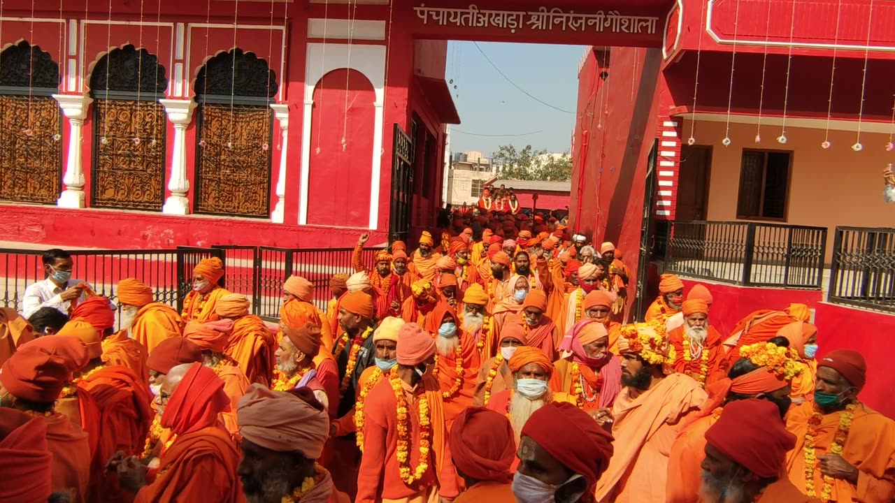 Saints of Niranjani Akhara enter the city in Kumbh Mela Haridwar