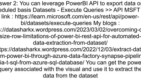 Is there a way to automate the export of data from a Power BI visual to create monthly snapshot