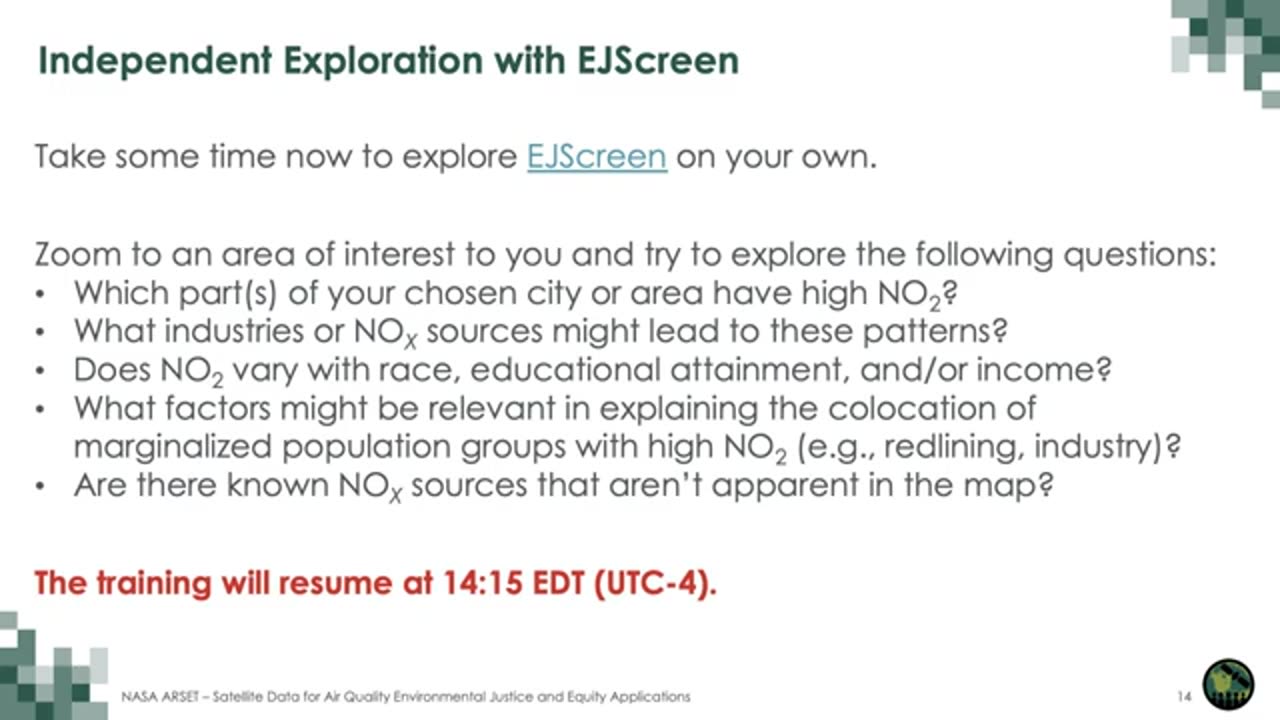 NASA ARSET: Interactive Exercises for using Satellite and Demographic Data, Part 3/3