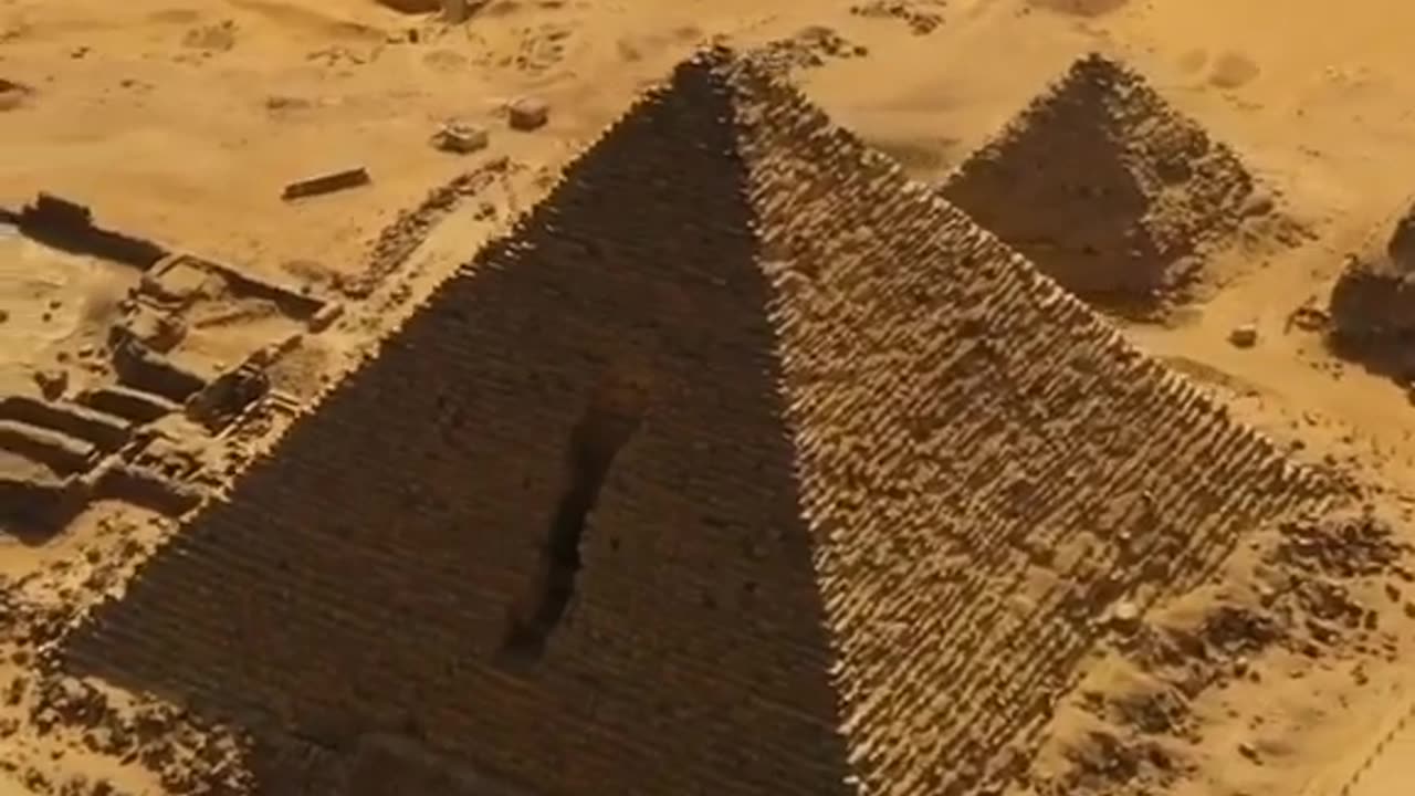 Gorgeous Giza pyramids aerial view heart eyes
