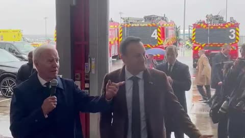 After landing at Dublin Airport, Joe Biden dropped into the Dublin Airport Fire Station