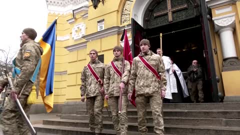 Watch: Memorial service for Ukrainian soldier