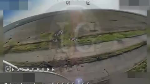 FPV drone hits the anti-tank mines. Just a big boom