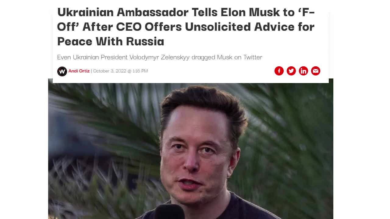 Globalists Upset That StarLink Goes Down In Ukraine after Calling Elon Hitler