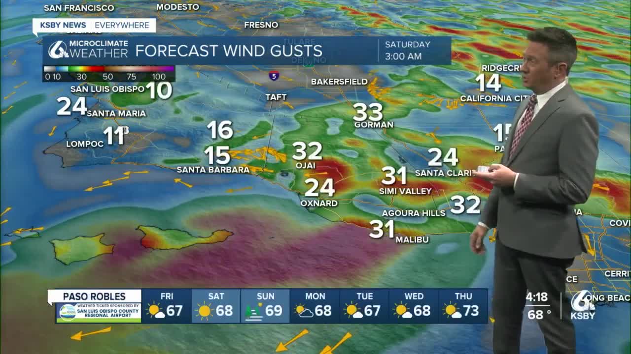 Winds will pick up again for parts of CA later Friday into Saturday