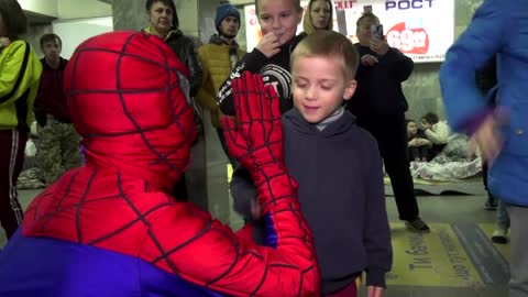 Superheroes bring joy in Kharkiv metro