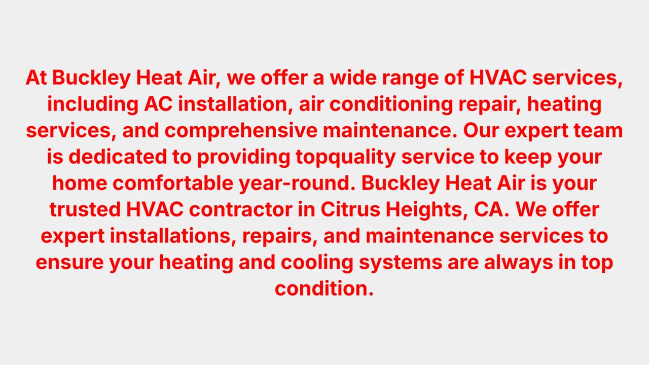 Buckley Heat Air : Heat & Air Company in Citrus Heights, CA