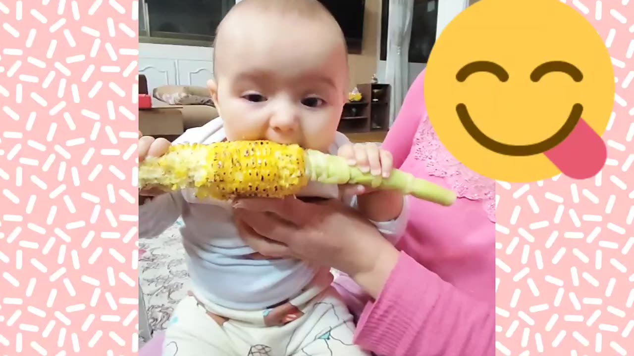 Delicious corn and cute baby