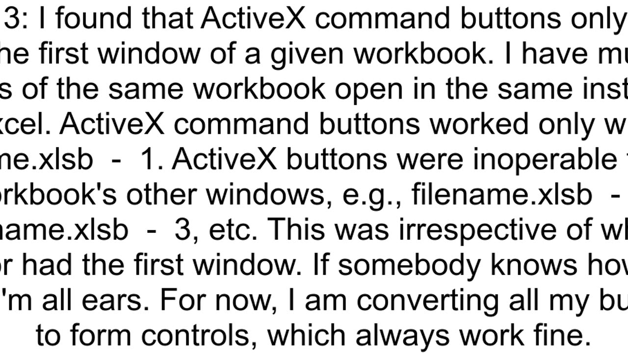 Excel ActiveX button cannot be clicked