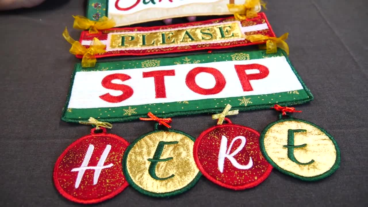 Santa Please Stop Here Hanger - Machine Embroidery Design