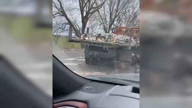 Russian military convoy destroyed
