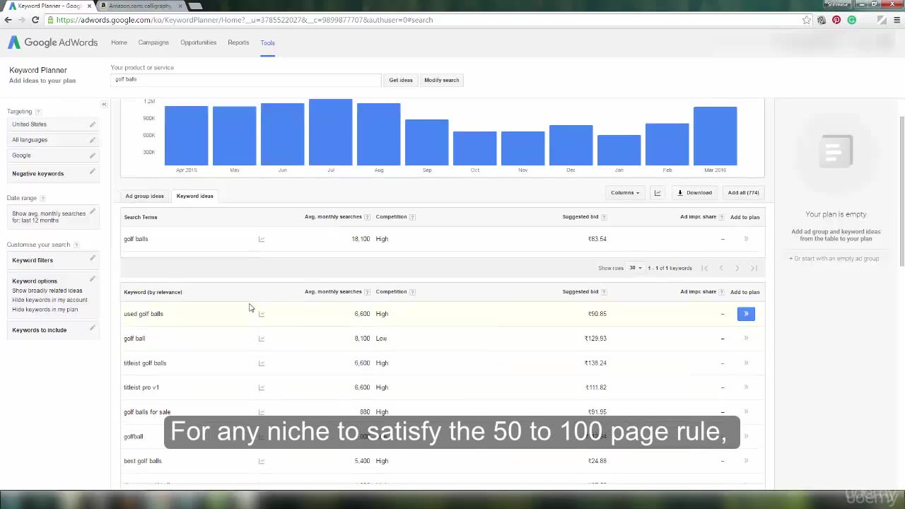 Using Google AdWords Keyword Planner for niche research