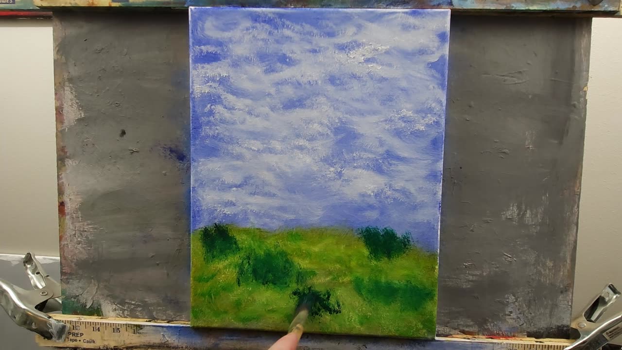 "Grassy Landscape" Surrealist Landscape Oil Painting 11x14 #forsale