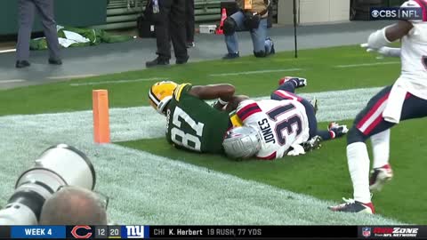 Romeo Doubs DROPS perfect throw from Aaron Rodgers & Bill Belichick is furious(1)