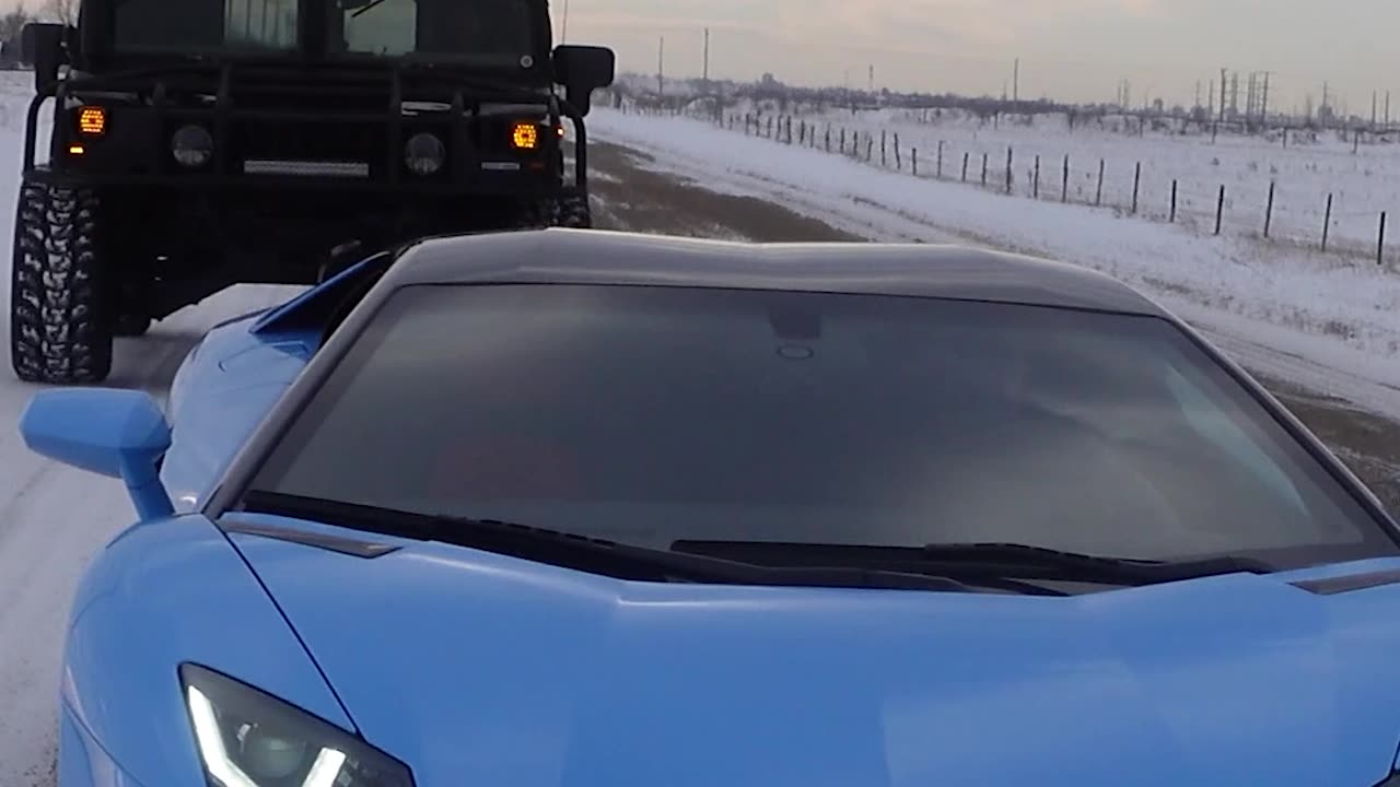 Lamborghini Aventador Winter Edition with Hummer H1