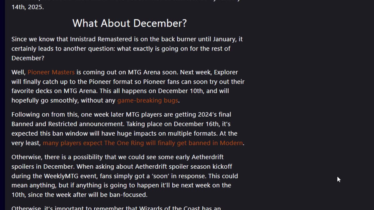 Headliner card for magic and innistrad spoilers pushed to January?