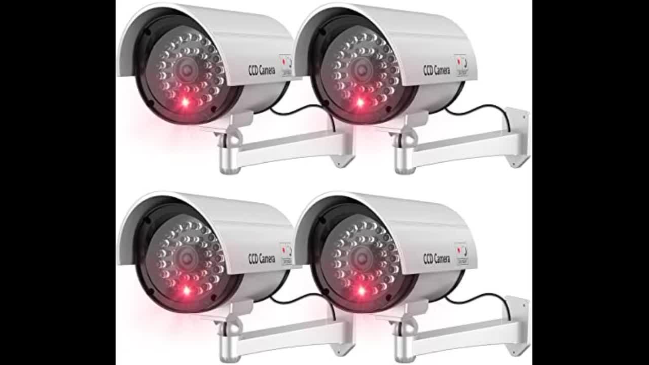WALI Bullet Dummy Fake Surveillance Security CCTV Dome Camera Indoor Outdoor 1 Flashing LED Lig...