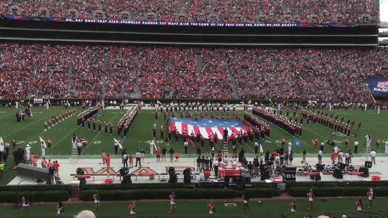 National Anthem and USAF Flyover at Jordan-Hare Stadium