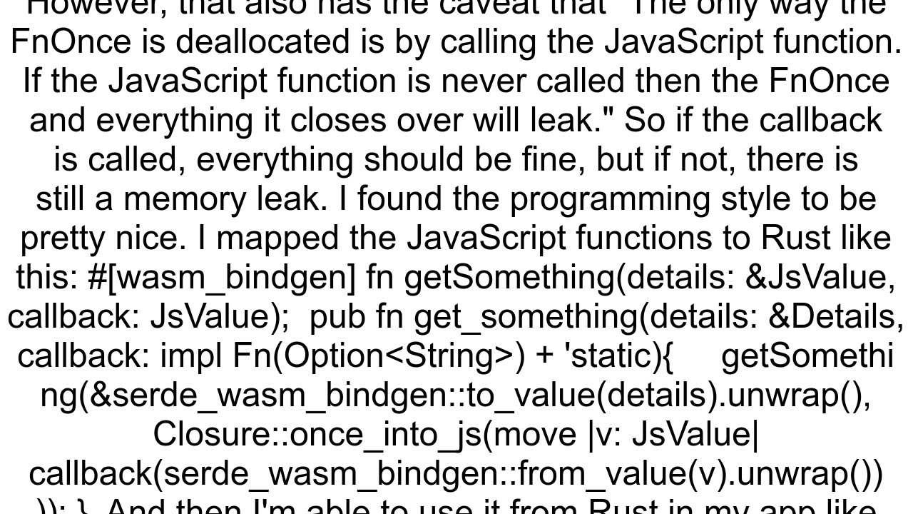 What39s a better way to deal with closures in WebAssembly with Rust instead of using forget and lea