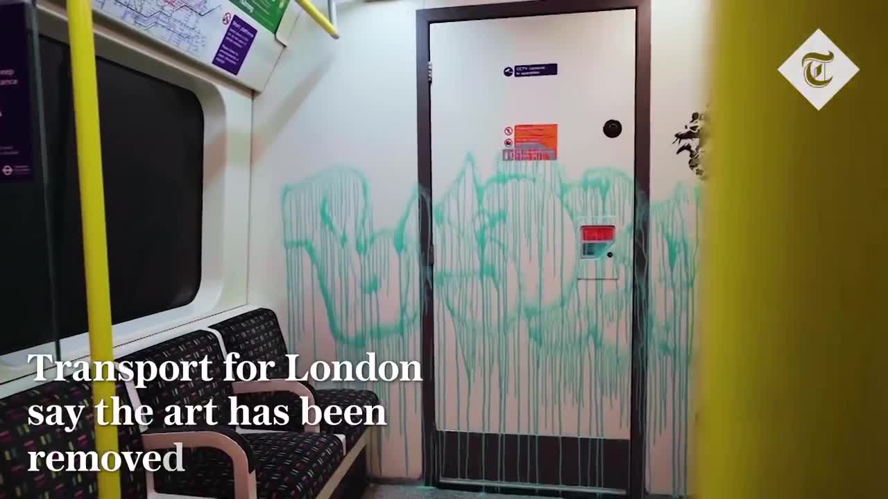 Banksy sprays coronavirus-inspired artwork on to London tube