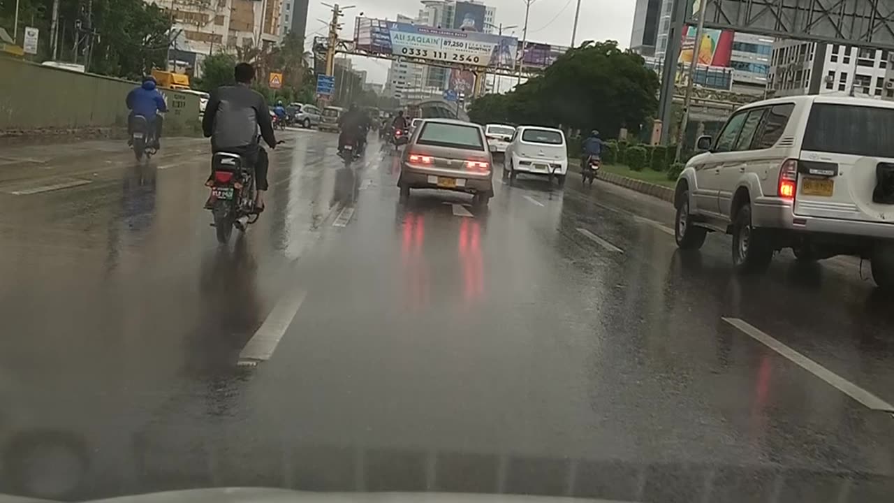 Rainy Drive view Shahrah e faisal Karachi