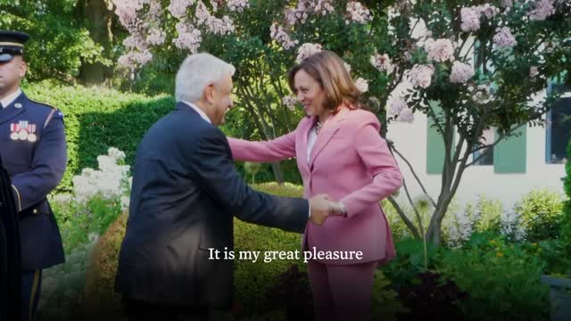 0214. Vice President Harris and President Lopez Obrador of Mexico before a breakfast meeting.