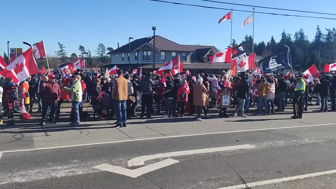 Freedom Convoy protest Saturday Surrey BC a few blocks away the US border.