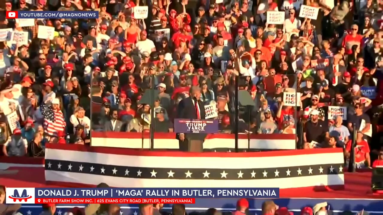 MAGA patriots singing the National Anthem at Donald Trump rally in Butler, Pennsylvania